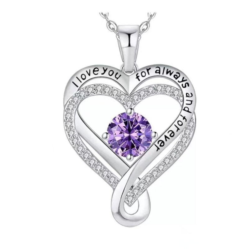 December Birthstone Eternal Heart Double Heart Necklace for Women