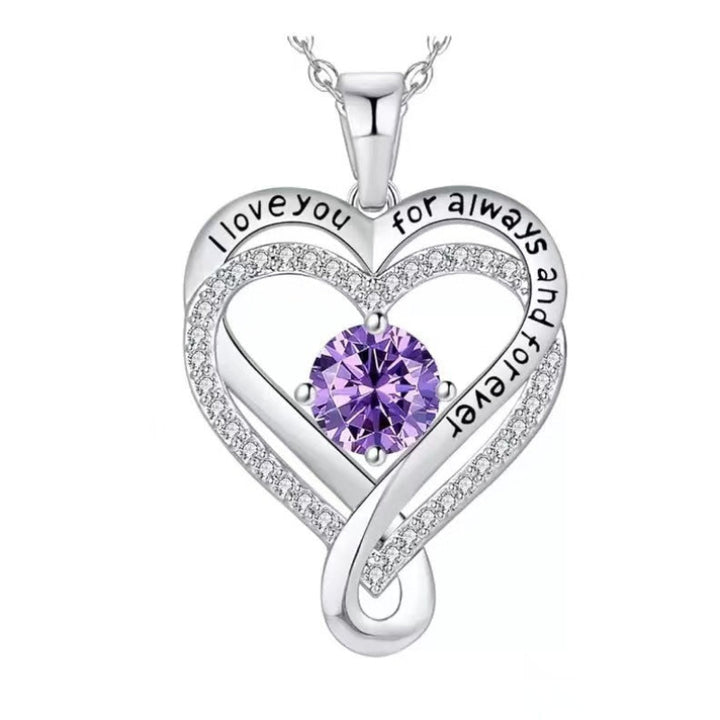 December Birthstone Eternal Heart Double Heart Necklace for Women