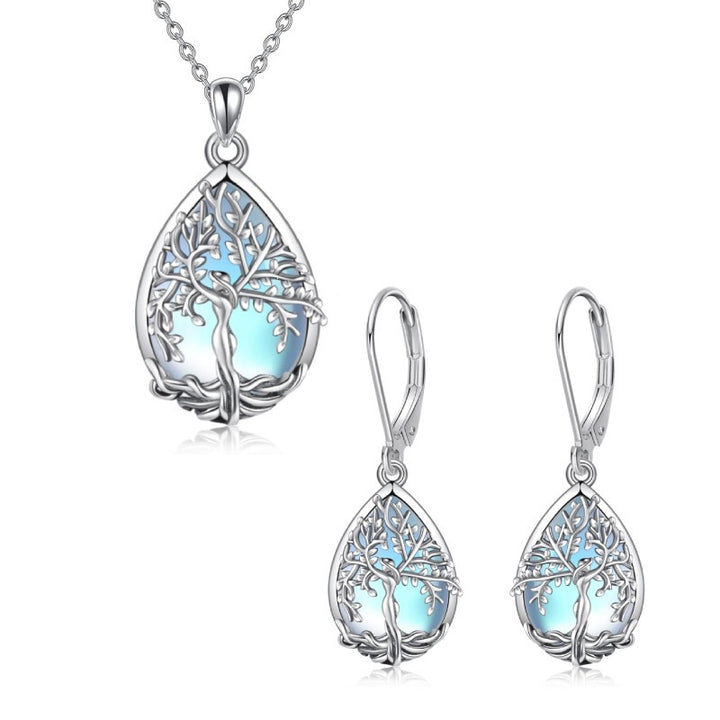 Tree of Life Necklace/Earrings Jewelry Set, Ideal for Birthday, Christmas Gift and Daily Wearing