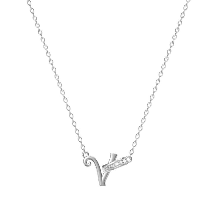 26 Letters Initial Necklace, Diamond Accent Personalized Women Collarbone necklace