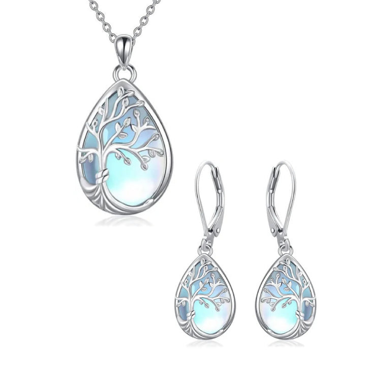 Tree of Life Necklace/Earrings Jewelry Set, Ideal for Birthday, Christmas Gift and Daily Wearing