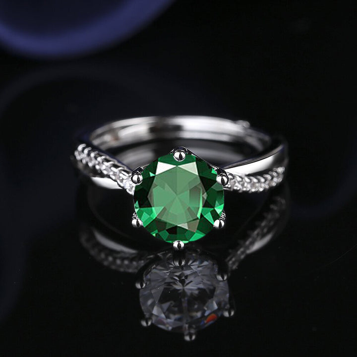 Adjustable Twist Band Round Stone Ring, Multi Color Choice Bridal Promise Statement Ring for Women