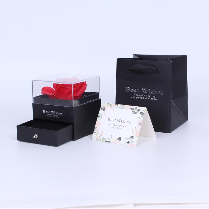 Preserved Rose Jewelry Gift Box With Drawer &amp; Gift Bag, Multi‑Style For Various Types Of Jewelry