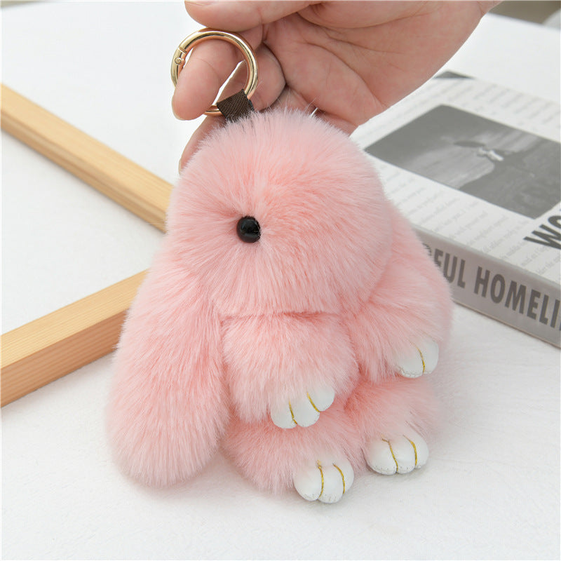 Cute Fluffy Bunny Keychain Charm, Soft Plush Rabbit Bag Pendant, Multi-color Accessory