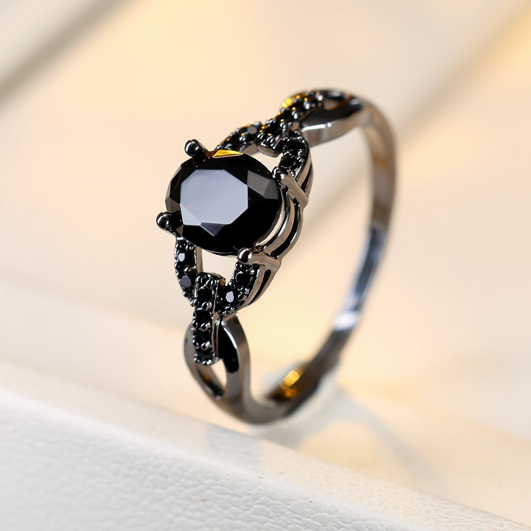Vintage Black Gemstone Halloween Ring Set, Great for Birthday, Halloween Gift &amp; Daily Wear