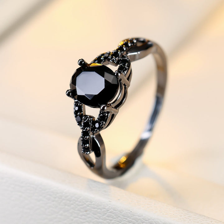 Vintage Black Gemstone Halloween Ring Set, Great for Birthday, Halloween Gift &amp; Daily Wear