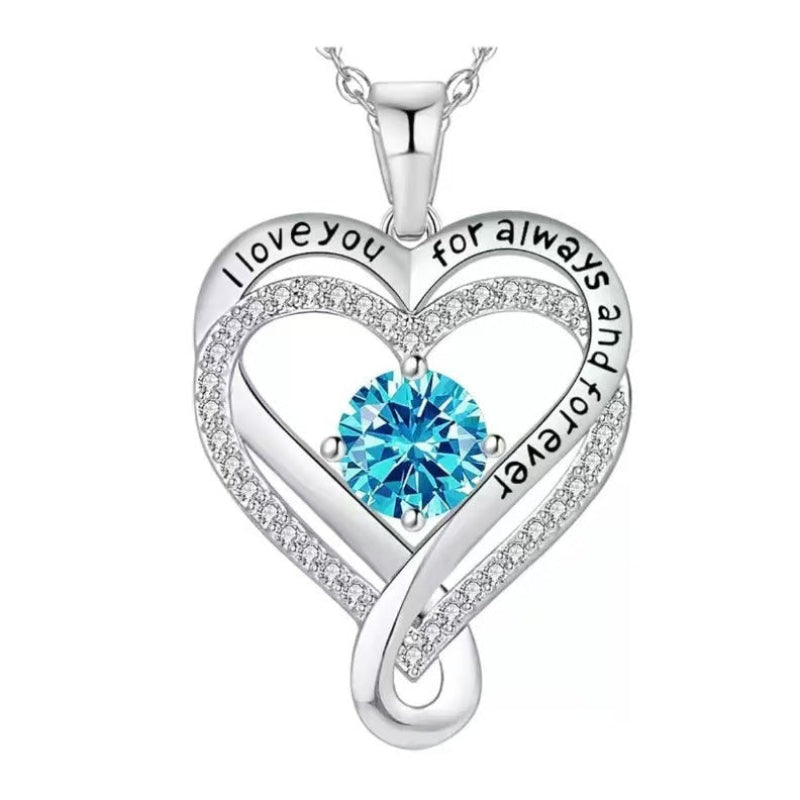 December Birthstone Eternal Heart Double Heart Necklace for Women