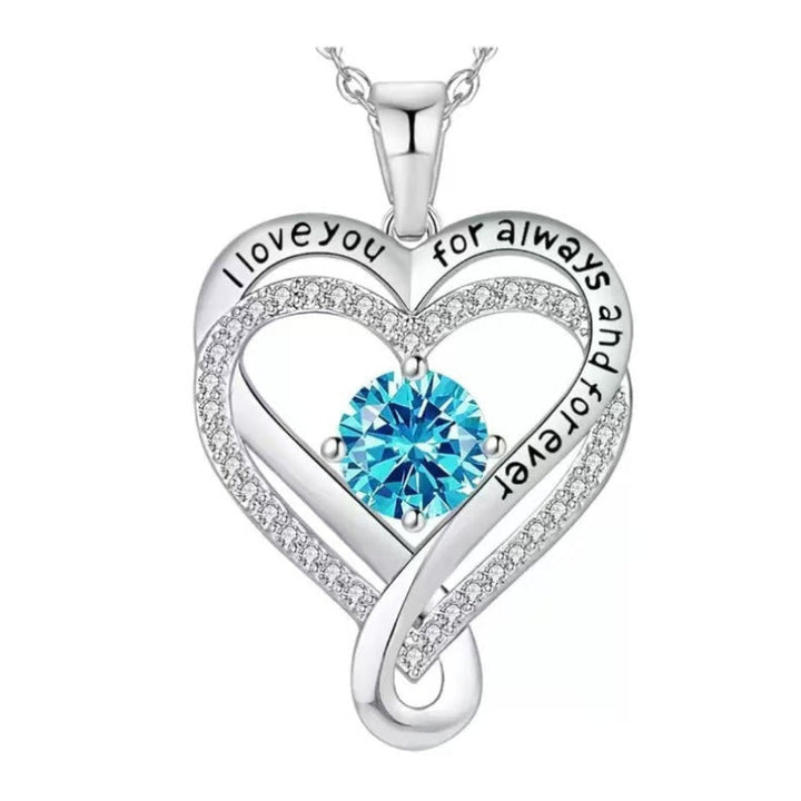 December Birthstone Eternal Heart Double Heart Necklace for Women