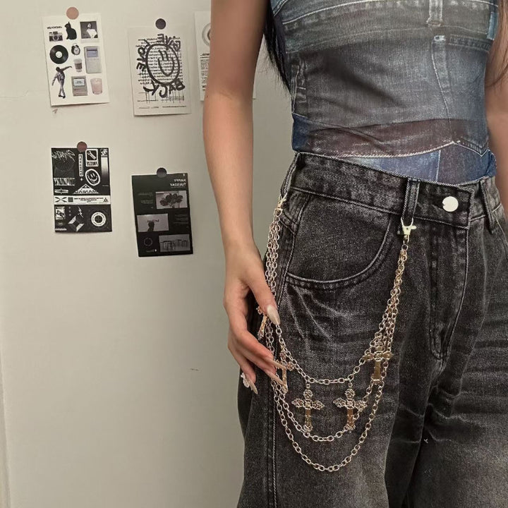 Punk Hip Hop Style Cross Chain Decorated Waist Chain/Pants Chain Accessory