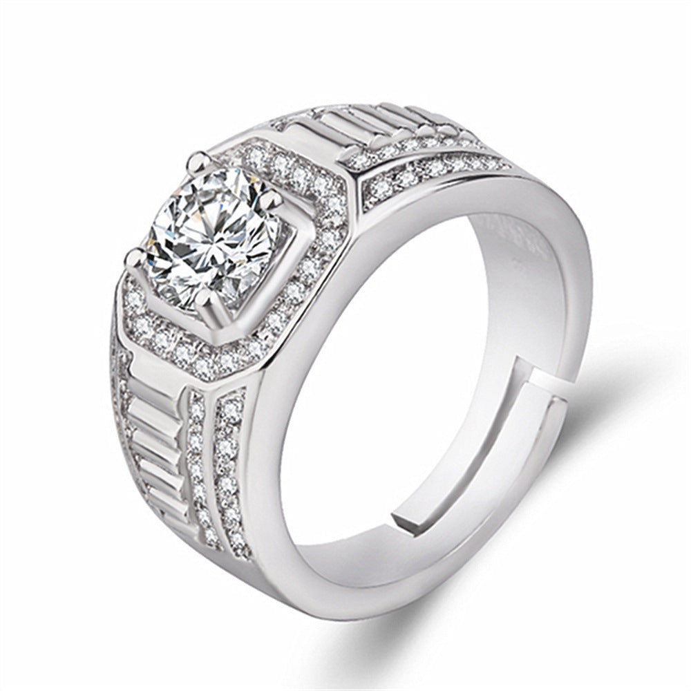 S925 &amp; 14K Adjustable Men’s Diamond Ring, Ideal Gift For Men’s Special Occasions