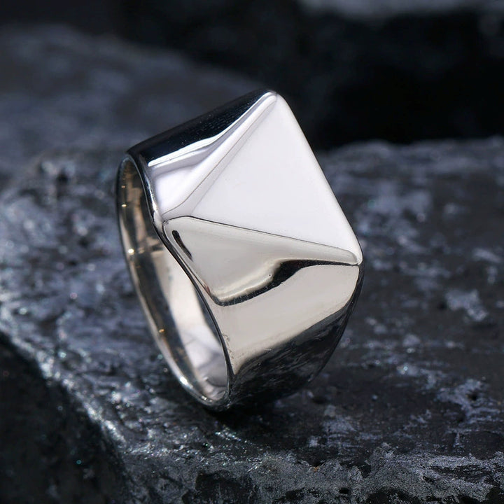 Minimalist Solid Cross &amp; Geometric Signet Closed Band Rings Set