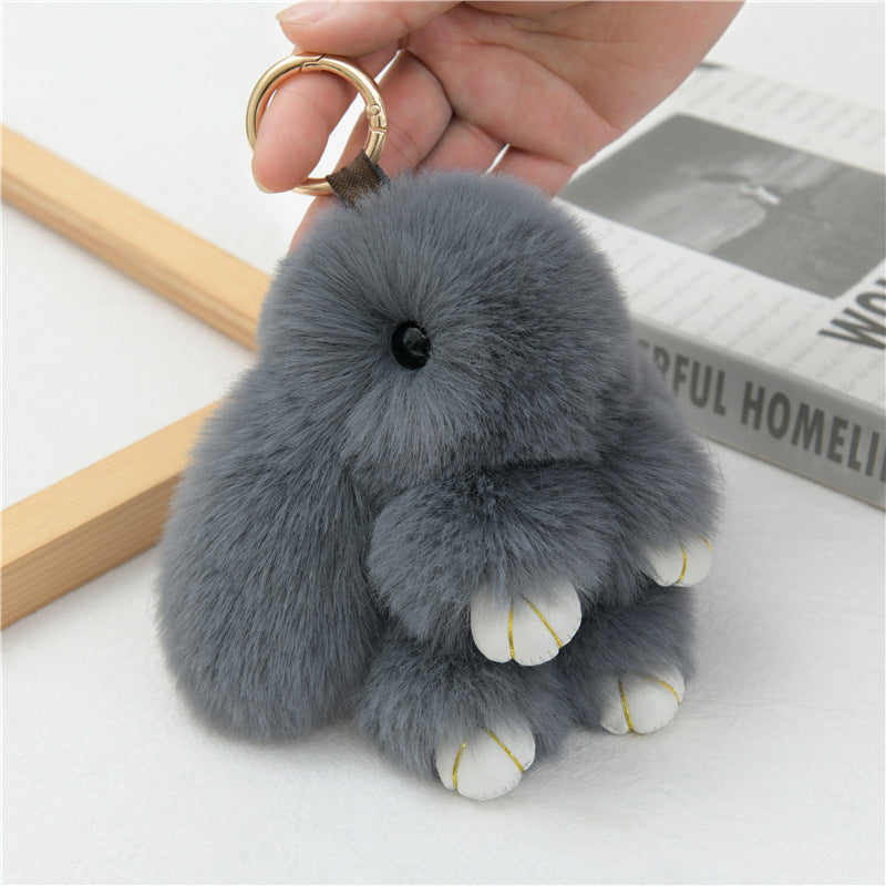 Cute Fluffy Bunny Keychain Charm, Soft Plush Rabbit Bag Pendant, Multi-color Accessory