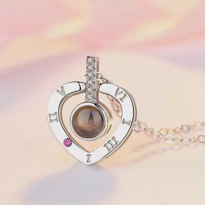 Heart Projection Pendant Necklace, 100 Languages I Love You Charm, Romantic Gift for Lover &amp; Women