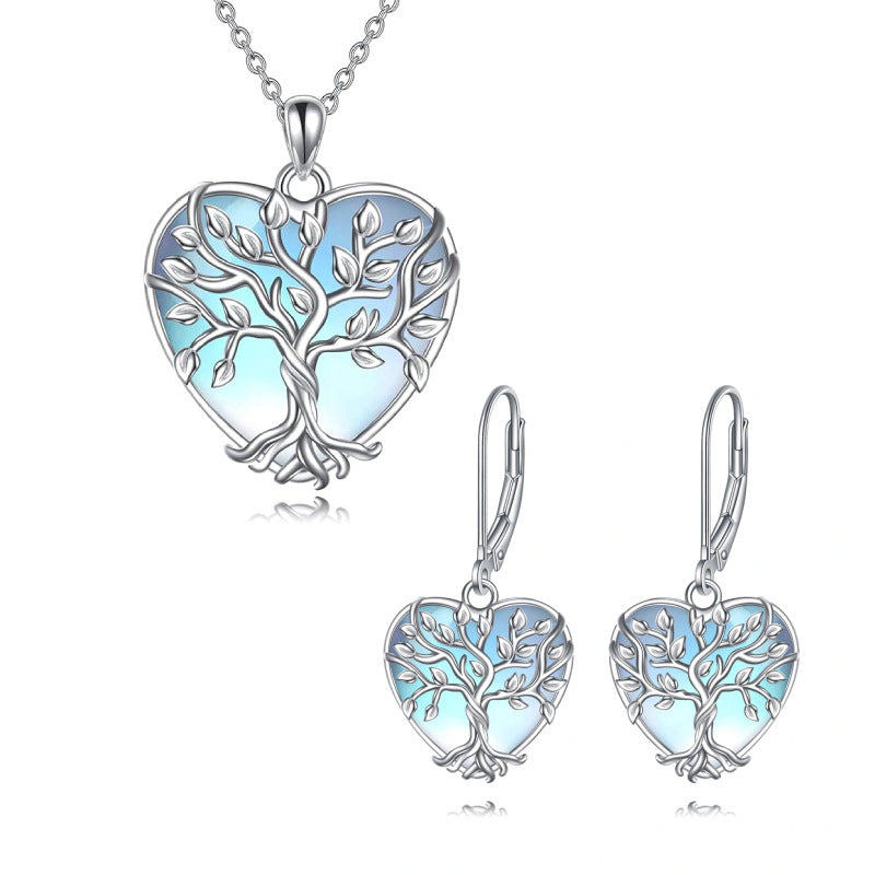 Tree of Life Necklace/Earrings Jewelry Set, Ideal for Birthday, Christmas Gift and Daily Wearing