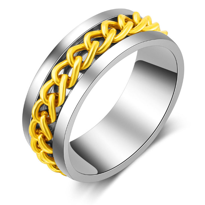 Rotatable Chain Fidget Ring, Cool Spinner Band for Men Daily Wear, Ideal Casual Gift for Him