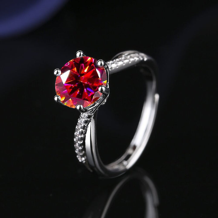 Adjustable Twist Band Round Stone Ring, Multi Color Choice Bridal Promise Statement Ring for Women