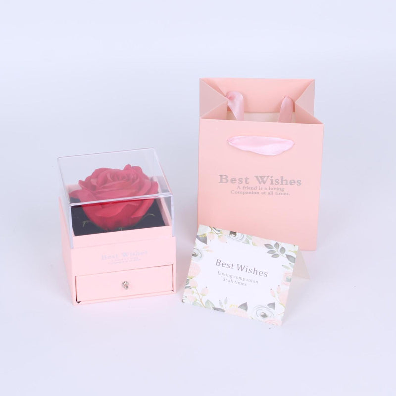 Preserved Rose Jewelry Gift Box With Drawer &amp; Gift Bag, Multi‑Style For Various Types Of Jewelry