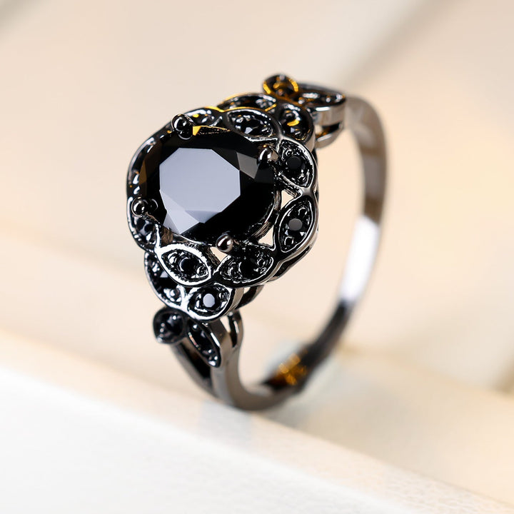 Vintage Black Gemstone Halloween Ring Set, Great for Birthday, Halloween Gift &amp; Daily Wear