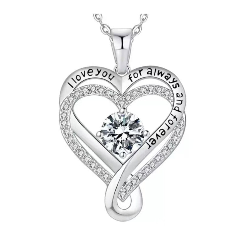 December Birthstone Eternal Heart Double Heart Necklace for Women