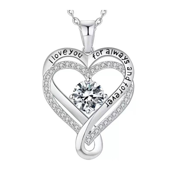 December Birthstone Eternal Heart Double Heart Necklace for Women