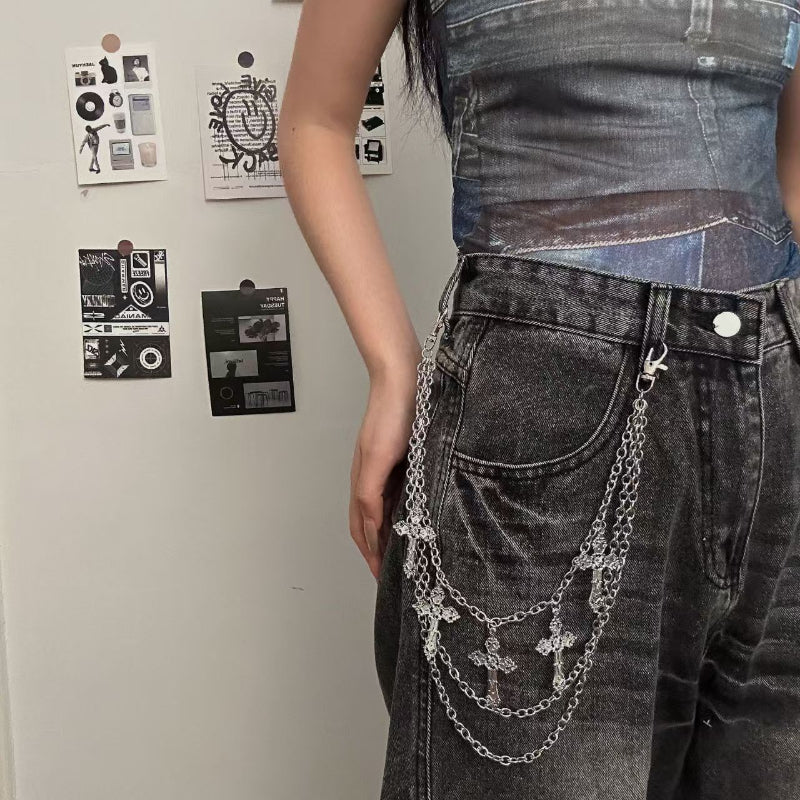 Punk Hip Hop Style Cross Chain Decorated Waist Chain/Pants Chain Accessory