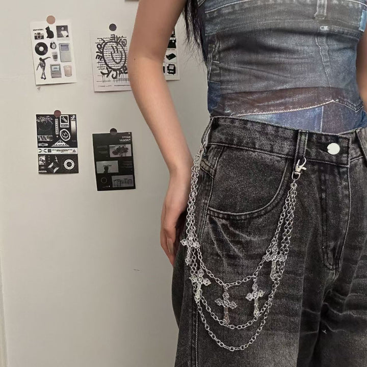 Punk Hip Hop Style Cross Chain Decorated Waist Chain/Pants Chain Accessory