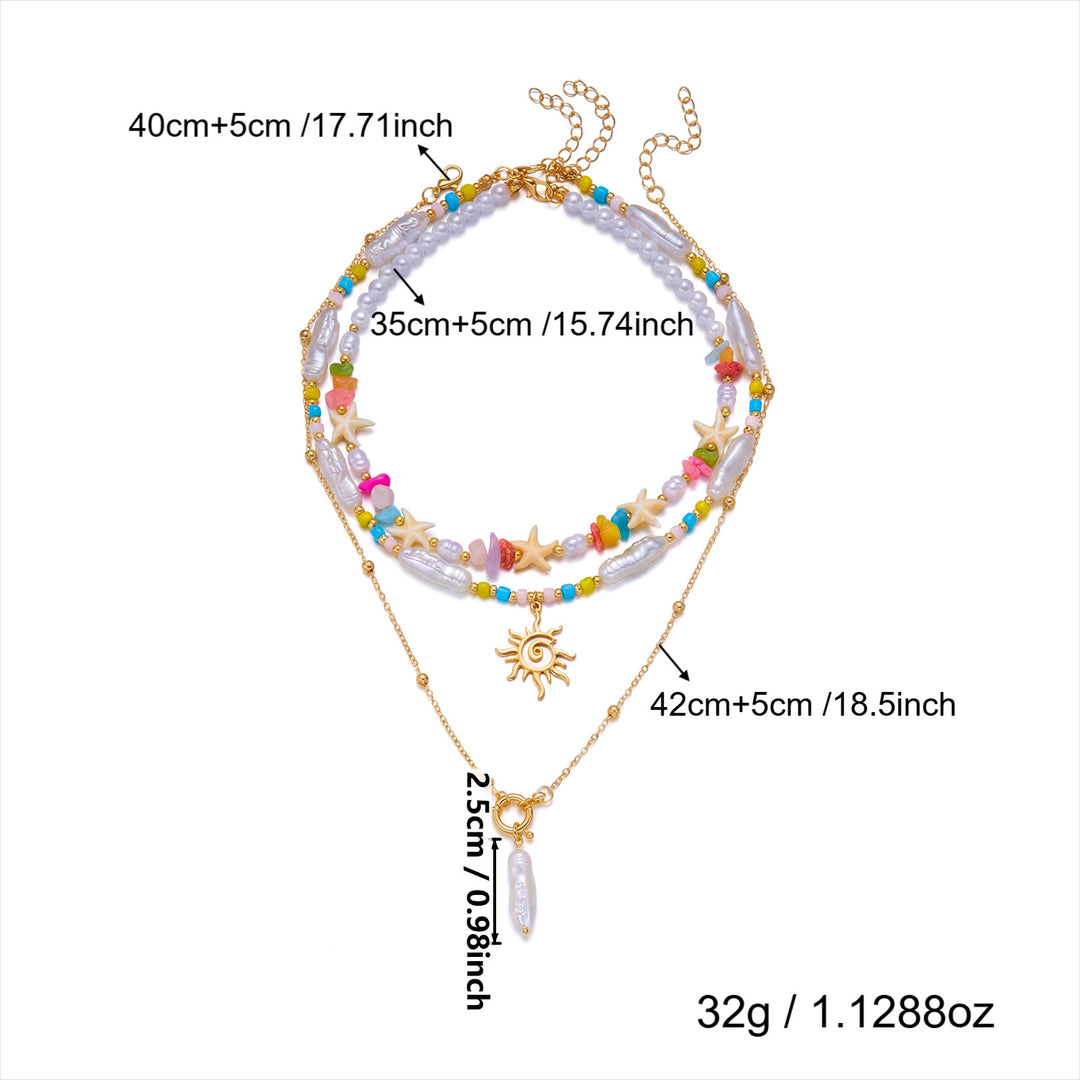 Casual &amp; Versatile Bohemian Starfish Shell Pendant Multi-strand Necklaces for Women Beach Jewelry
