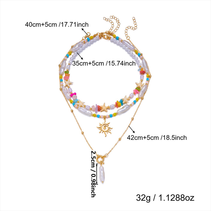 Casual &amp; Versatile Bohemian Starfish Shell Pendant Multi-strand Necklaces for Women Beach Jewelry