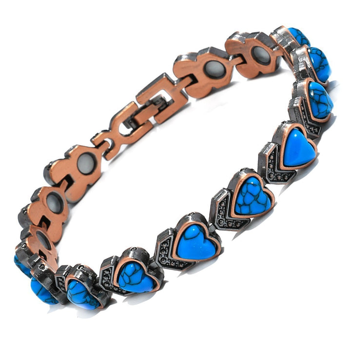 Vintage Inlaid Stone Link Bracelet, Retro Hand Chain for Women, Boho Statement Wrist Jewelry