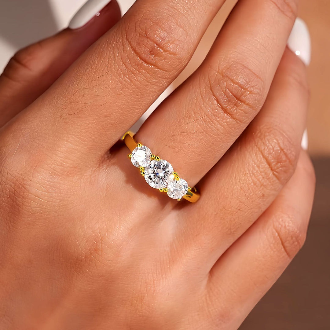 "Three Lives, Three Worlds" Ring Set, Classic Round Diamond Wedding Band &amp; Engagement Ring