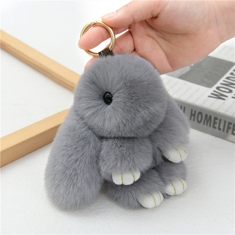 Cute Fluffy Bunny Keychain Charm, Soft Plush Rabbit Bag Pendant, Multi-color Accessory
