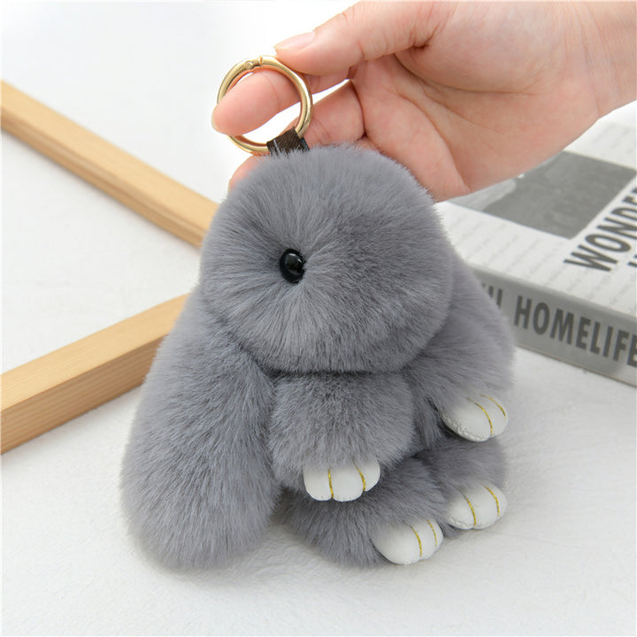 Cute Fluffy Bunny Keychain Charm, Soft Plush Rabbit Bag Pendant, Multi-color Accessory
