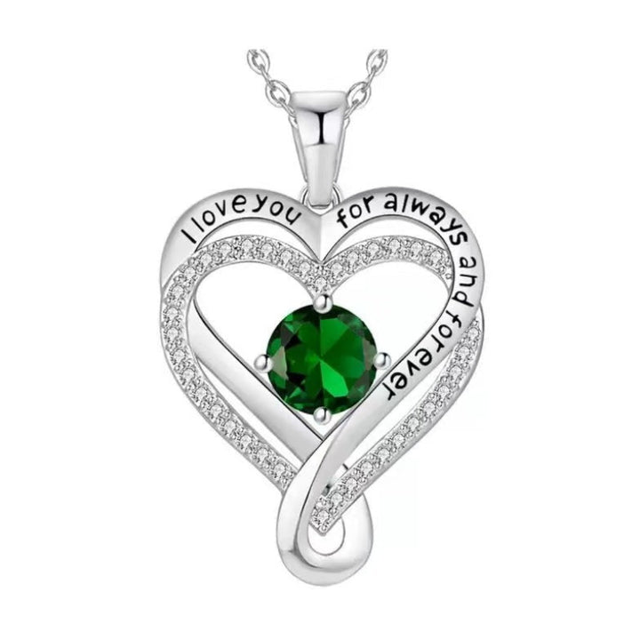 December Birthstone Eternal Heart Double Heart Necklace for Women