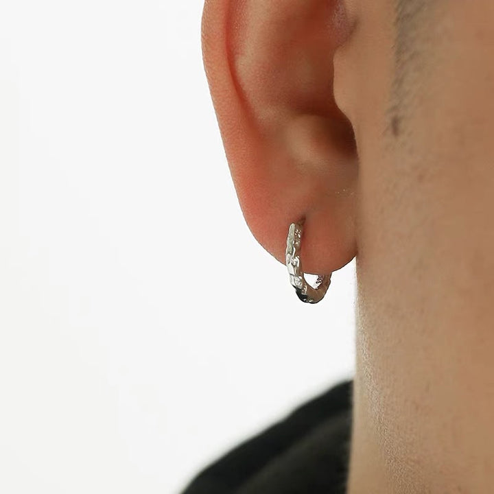 Multi-Style Textured Men’s Earrings, Gothic Minimal Streetwear Ear Jewelry
