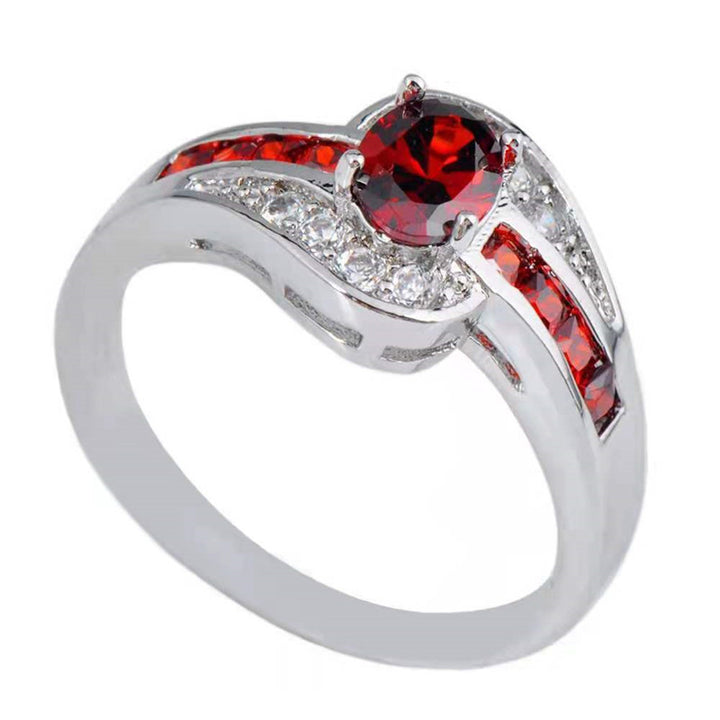 Twist Oval Stone Statement Ring, Multi Color Option Elegant Curved Band Ring for Women