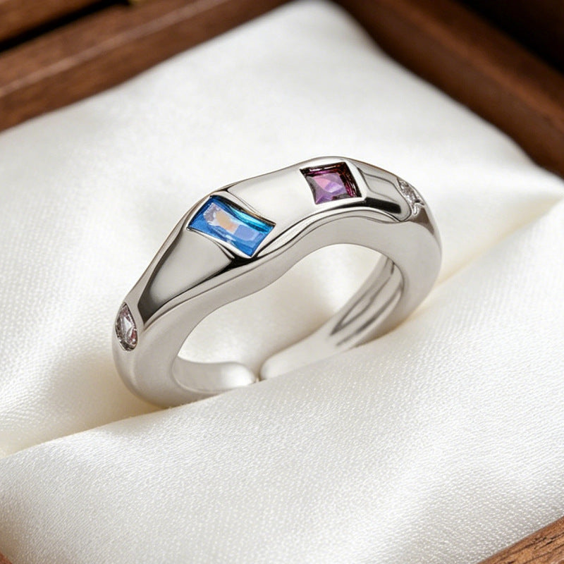 Vibrant Colorful Gemstone Open Adjustable Statement Rings for Women