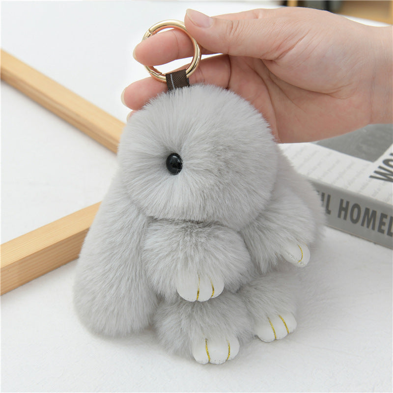 Cute Fluffy Bunny Keychain Charm, Soft Plush Rabbit Bag Pendant, Multi-color Accessory