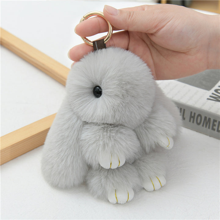 Cute Fluffy Bunny Keychain Charm, Soft Plush Rabbit Bag Pendant, Multi-color Accessory