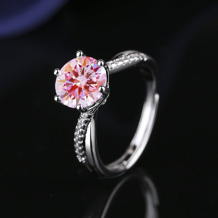 Adjustable Twist Band Round Stone Ring, Multi Color Choice Bridal Promise Statement Ring for Women