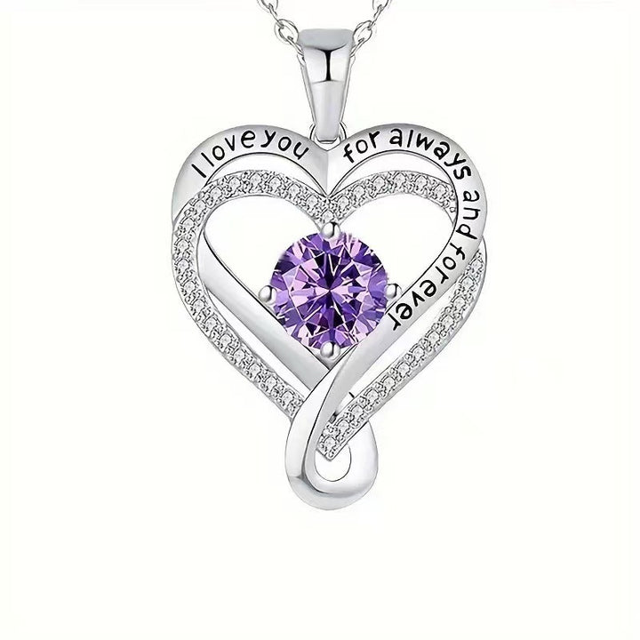 December Birthstone Eternal Heart Double Heart Necklace for Women