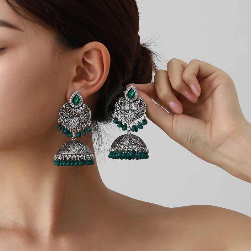 Openwork Retro Personalized Earrings, Bohemian Style Beaded Tassel Earrings for Women