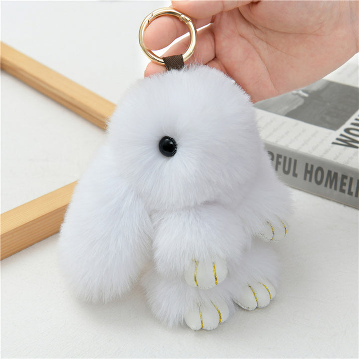 Cute Fluffy Bunny Keychain Charm, Soft Plush Rabbit Bag Pendant, Multi-color Accessory