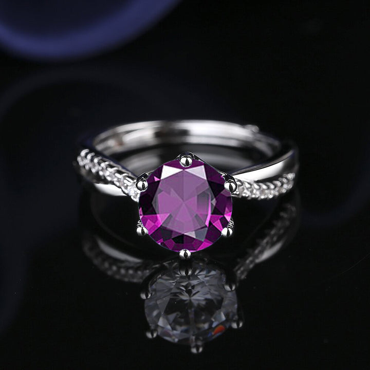 Adjustable Twist Band Round Stone Ring, Multi Color Choice Bridal Promise Statement Ring for Women
