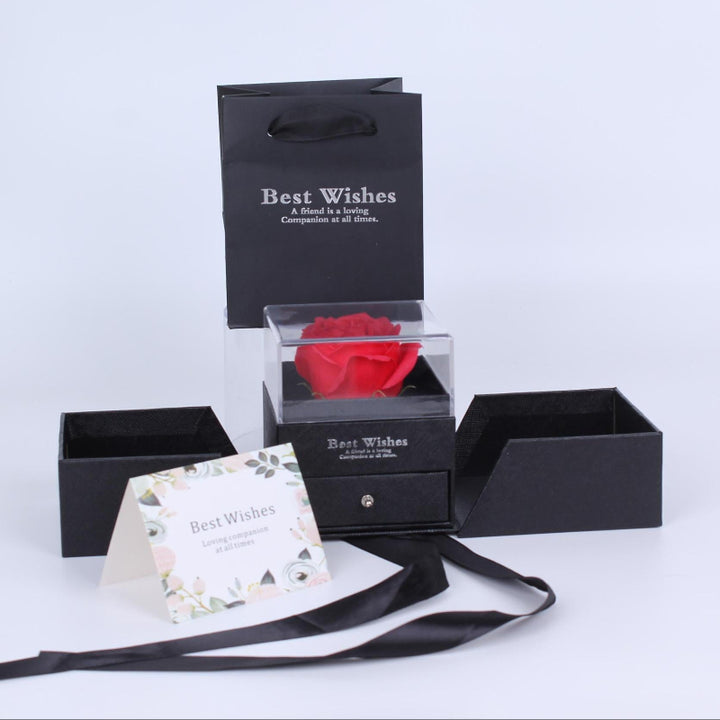 Preserved Rose Jewelry Gift Box With Drawer &amp; Gift Bag, Multi‑Style For Various Types Of Jewelry