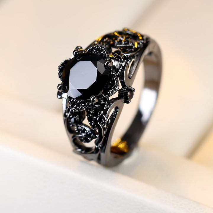 Vintage Black Gemstone Halloween Ring Set, Great for Birthday, Halloween Gift &amp; Daily Wear