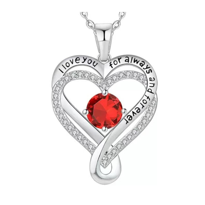 December Birthstone Eternal Heart Double Heart Necklace for Women