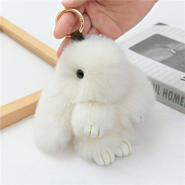 Cute Fluffy Bunny Keychain Charm, Soft Plush Rabbit Bag Pendant, Multi-color Accessory