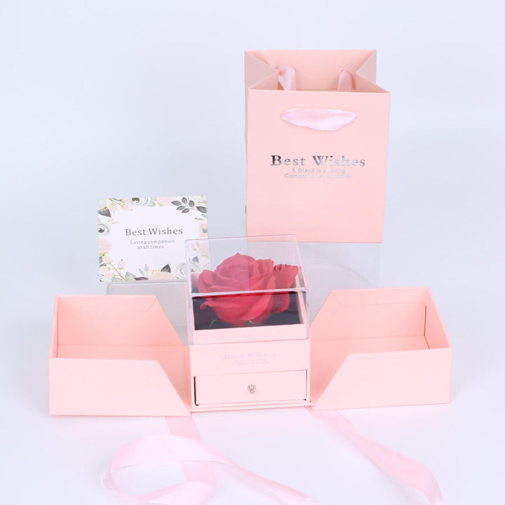 Preserved Rose Jewelry Gift Box With Drawer &amp; Gift Bag, Multi‑Style For Various Types Of Jewelry