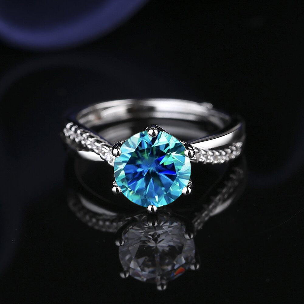 Adjustable Twist Band Round Stone Ring, Multi Color Choice Bridal Promise Statement Ring for Women