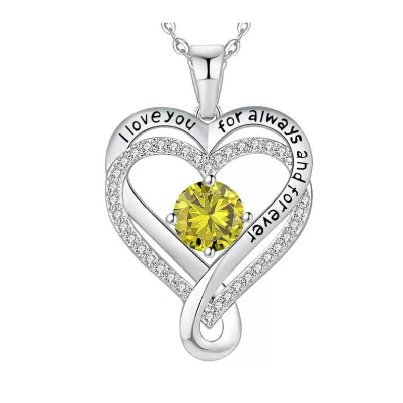 December Birthstone Eternal Heart Double Heart Necklace for Women